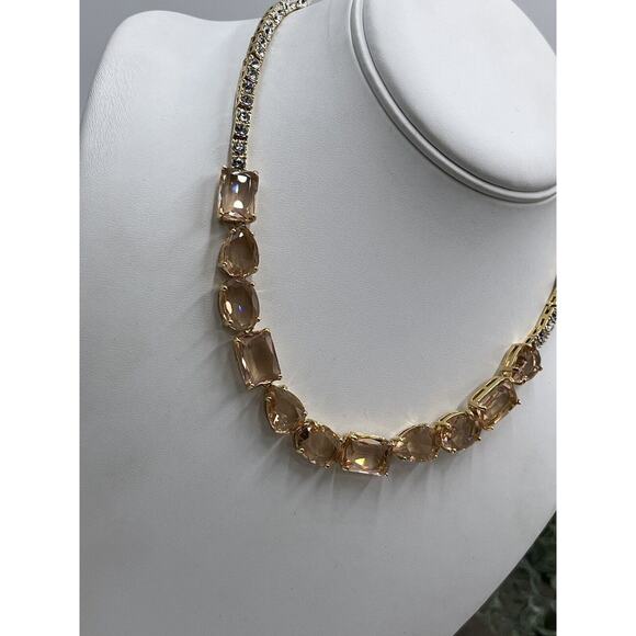 KATE SPADE NEW YORK "Draped Jewels" Blush MultiShaped Clear Rhinestone Necklace - Picture 4 of 16